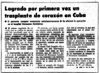 Primer trasplante de corazon en Cuba